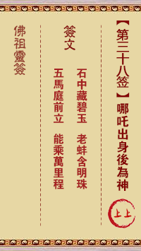 佛祖灵签 第38签:哪咤出身后为神 上上签